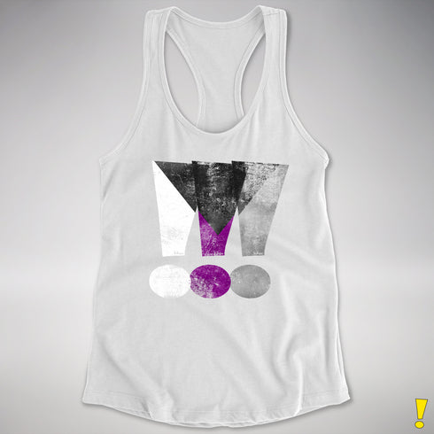 Demisexual Pride Grunge Exclamation Points Racerback Tank - White